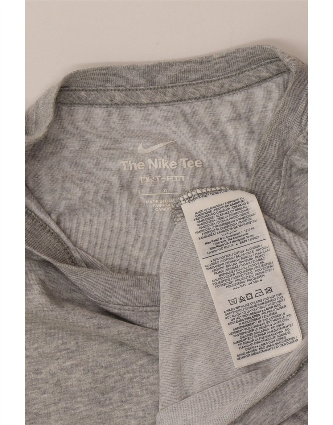 NIKE T-shirt Dri Fit pour hommes, grand, gris, coton
