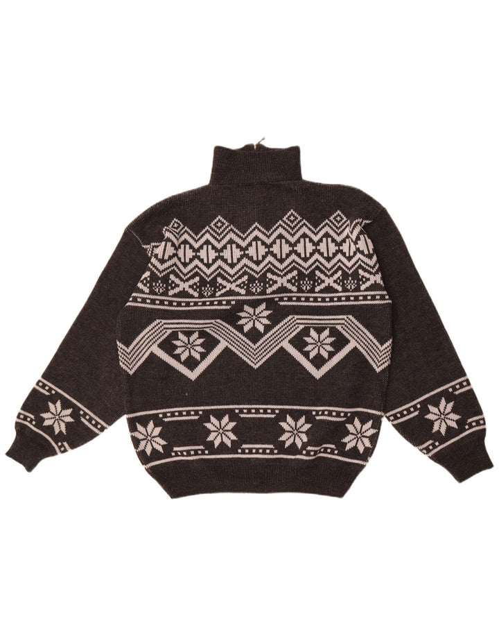 Jacques Lorant Pull col zippé pour homme Grand gris Fair Isle