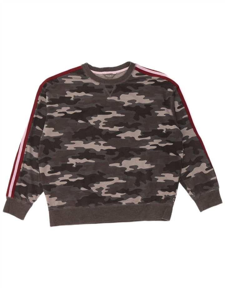 EDDIE BAUER Sweat-shirt pour femme UK 14 Gris moyen Camouflage