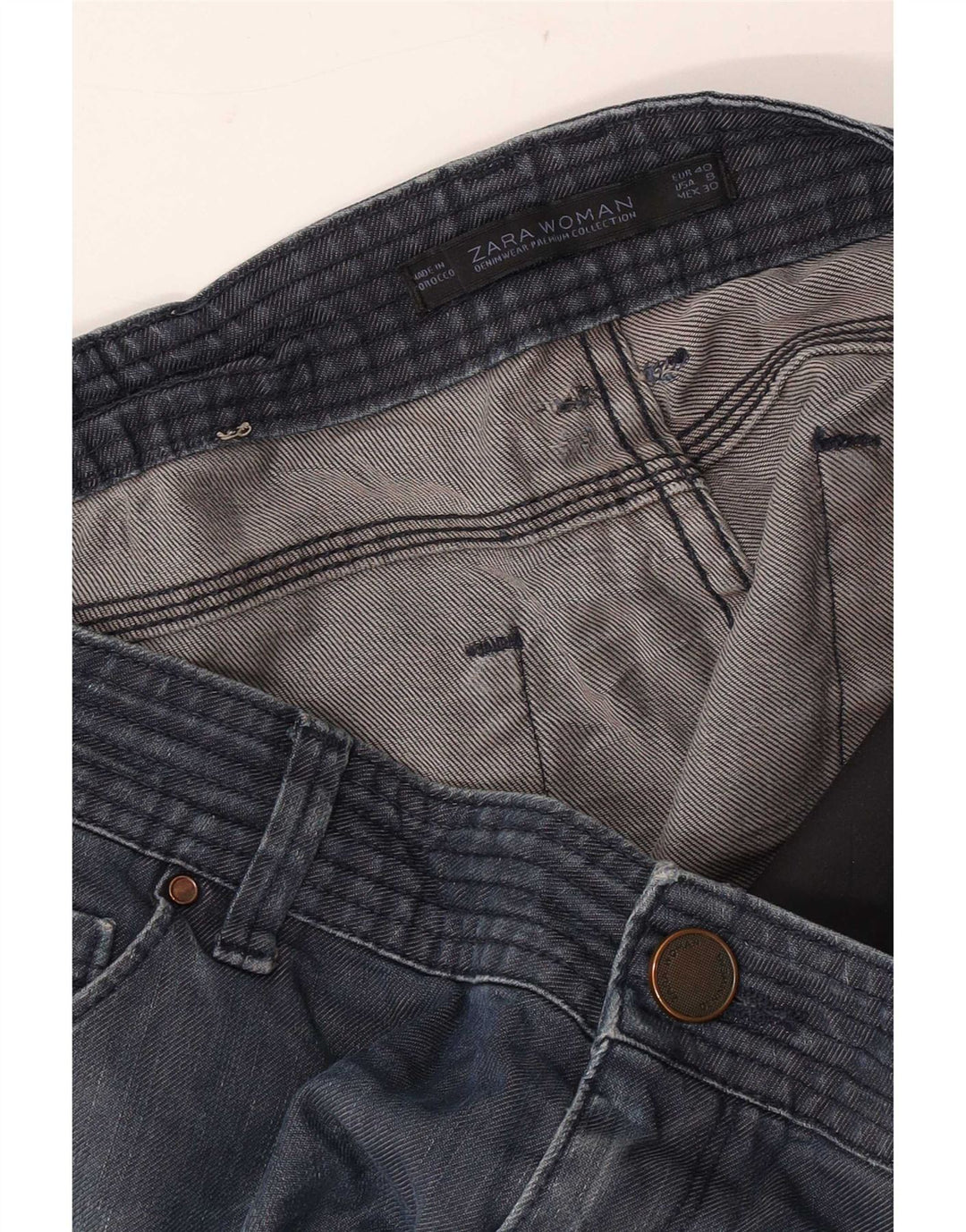 Zara Jean Slim Femme EU 40 Medium W30 L30 Bleu Marine