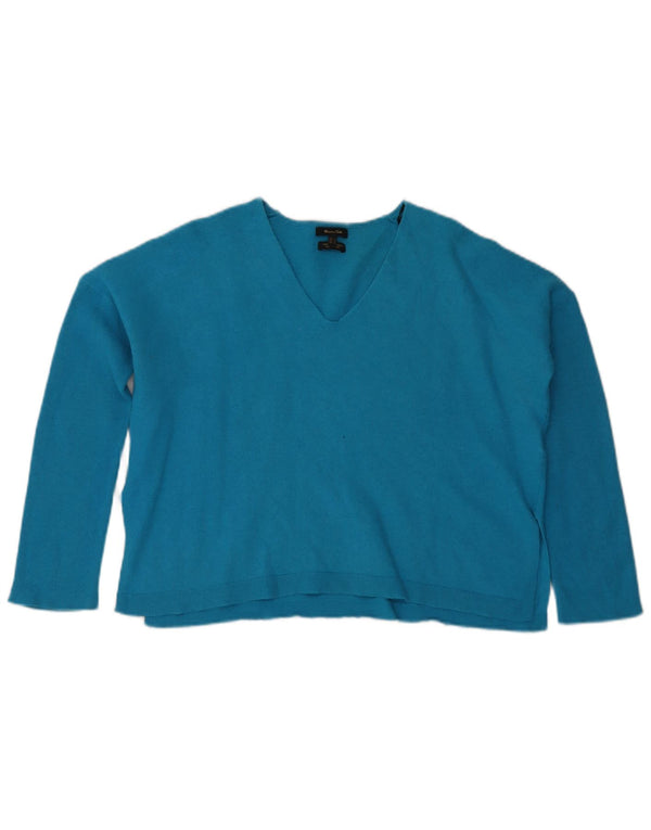 Massimo Dutti Pull court surdimensionné à col en V pour femme UK 10 Petit Bleu