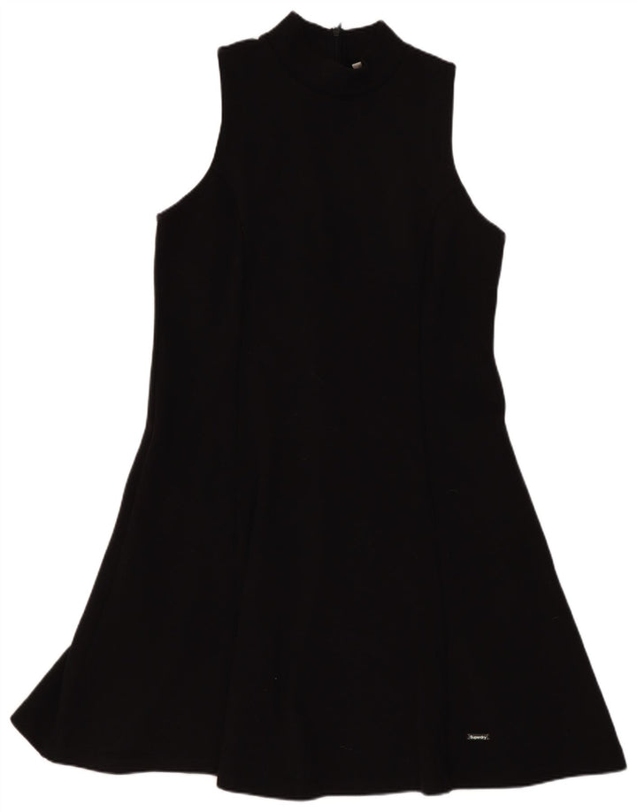 Superdry Robe trapèze sans manches pour femme UK 12 Noir moyen Polyester