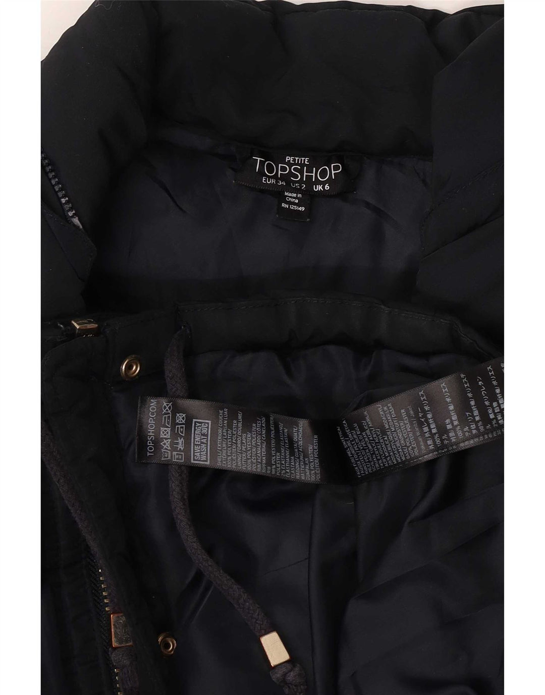 Topshop Veste matelassée pour femme UK 6 XS Bleu marine Polyester