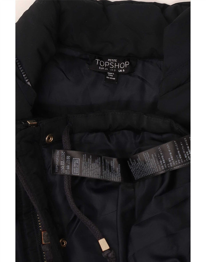Topshop Veste matelassée pour femme UK 6 XS Bleu marine Polyester