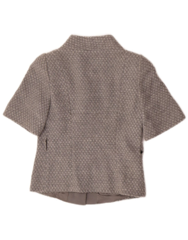 Benetton Veste Boléro À Manches Courtes Femme IT 38 XS Gris Acrylique Moucheté