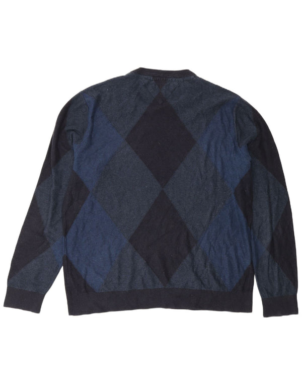 Tommy Hilfiger Pull à col rond pour homme 2XL Bleu marine Argyle/Diamant