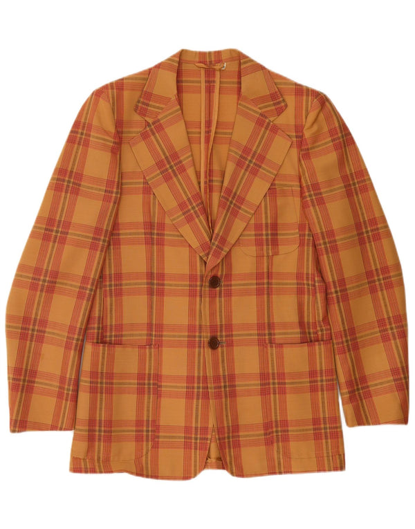 Quantas Veste blazer à 2 boutons pour homme IT 50 en laine à carreaux marron