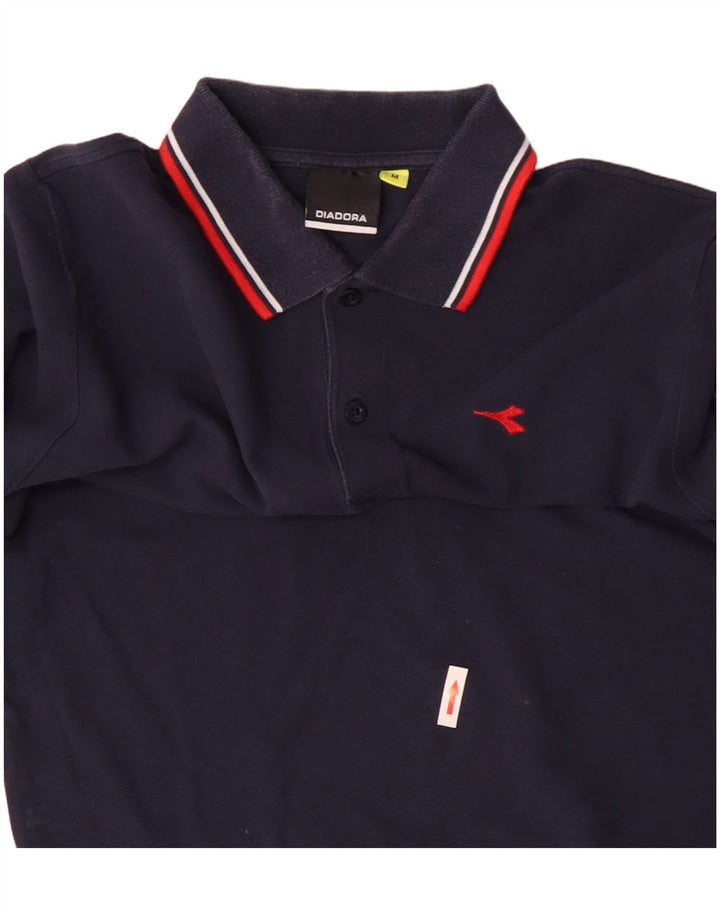 Diadora Polo à Manches Longues Homme Bleu Marine Moyen Coton