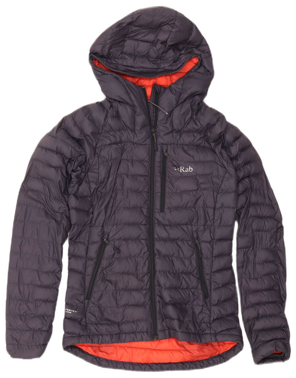 Rab Veste matelassée à capuche pour femme UK 8 Small Bleu marine Polyamide