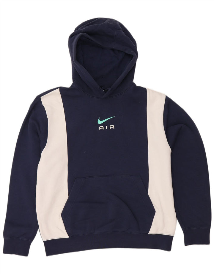 NIKE Pull à capuche graphique pour homme en coton color block bleu marine moyen