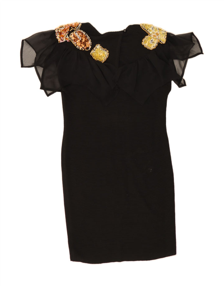 VINTAGE Womens Bodycon Dress UK 12 Medium Black Vintage Vintage and Second-Hand Vintage from Messina Hembry 