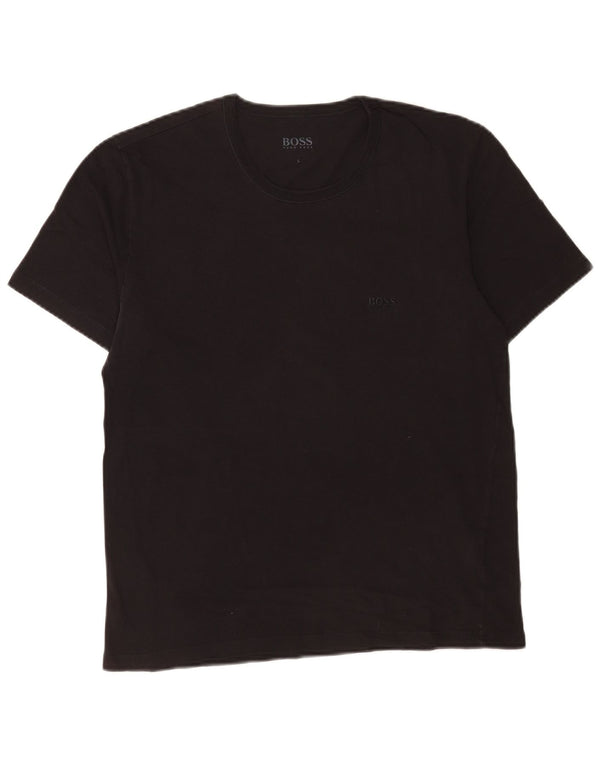 Hugo Boss Hommes T-Shirt Top Large Noir Coton