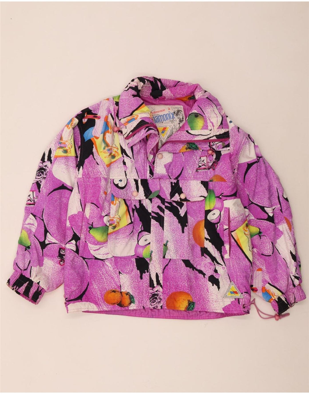Chamonix Veste Anorak surdimensionnée à motif abstrait pour femme UK 10 Small Violet