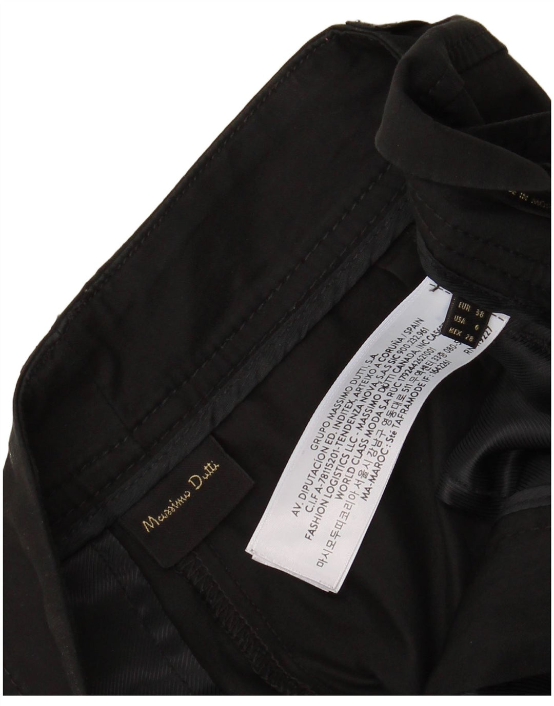 MASSIMO DUTTI Pantalon chino coupe ample pour femme EU 38 Small W28 L26 Noir