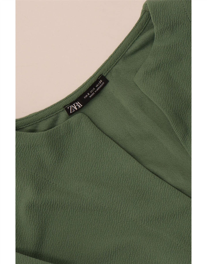 Zara Robe droite surdimensionnée à manches 3/4 pour femme UK 10 Small Vert
