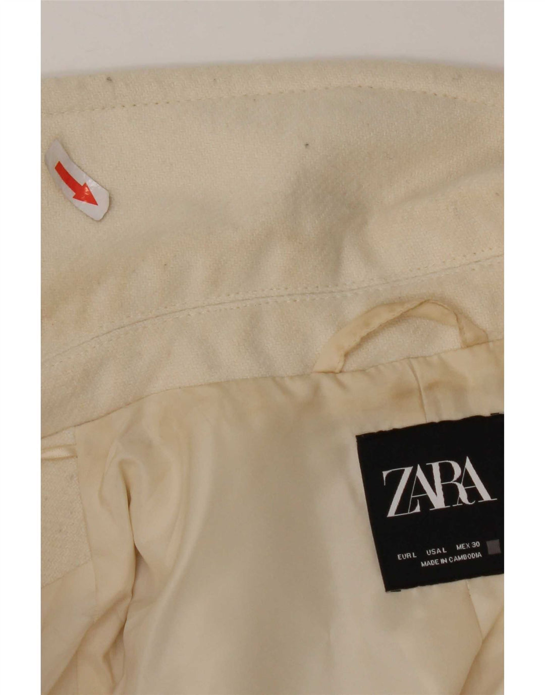 Zara Womens Pardessus UK 16 Large Blanc Polyester