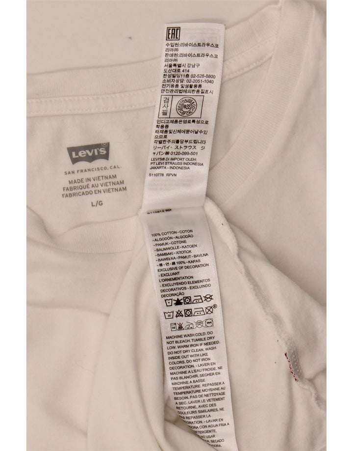 LEVI'S T-Shirt Femme UK 14 Large Blanc Coton