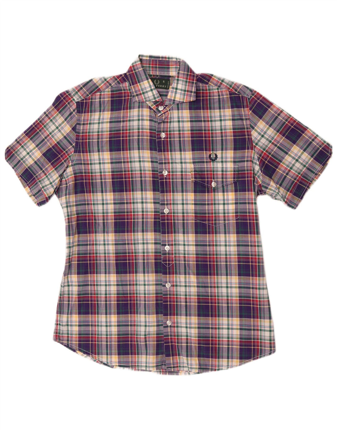 Fred Perry Chemise slim à manches courtes pour homme Petit carreaux multicolores