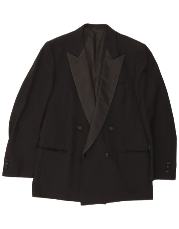 vintage Homme Double Breasted Blazer Veste IT 50 Grande Laine Noire