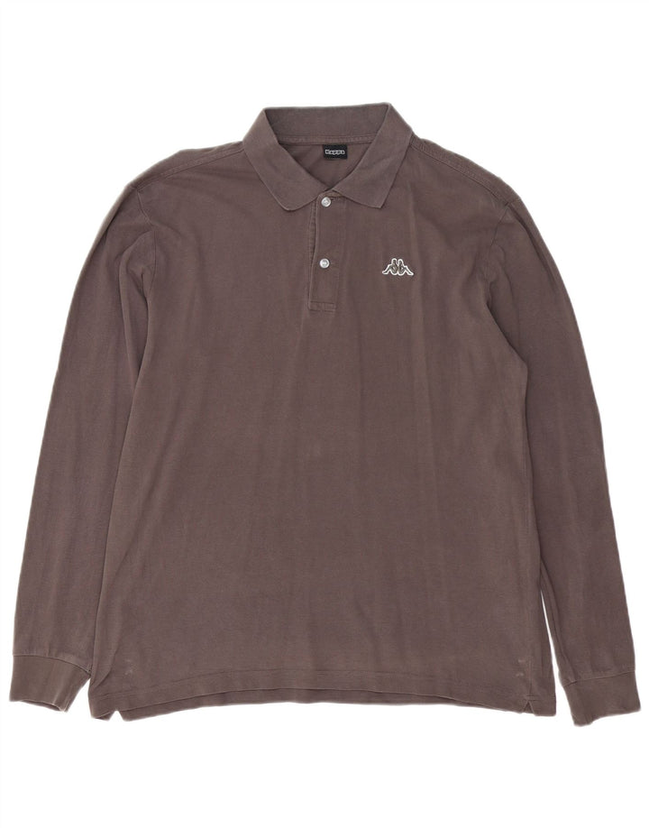 Kappa Polo à manches longues pour homme en coton gris moyen