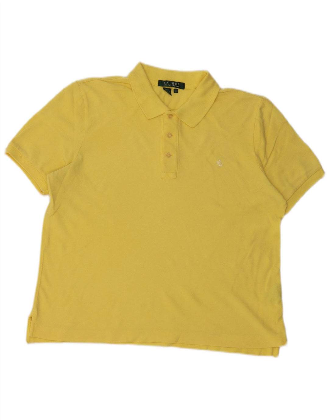 RALPH LAUREN Polo court pour femme UK 14 Coton jaune moyen