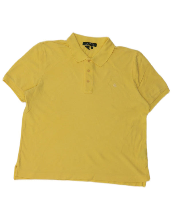 RALPH LAUREN Polo court pour femme UK 14 Coton jaune moyen