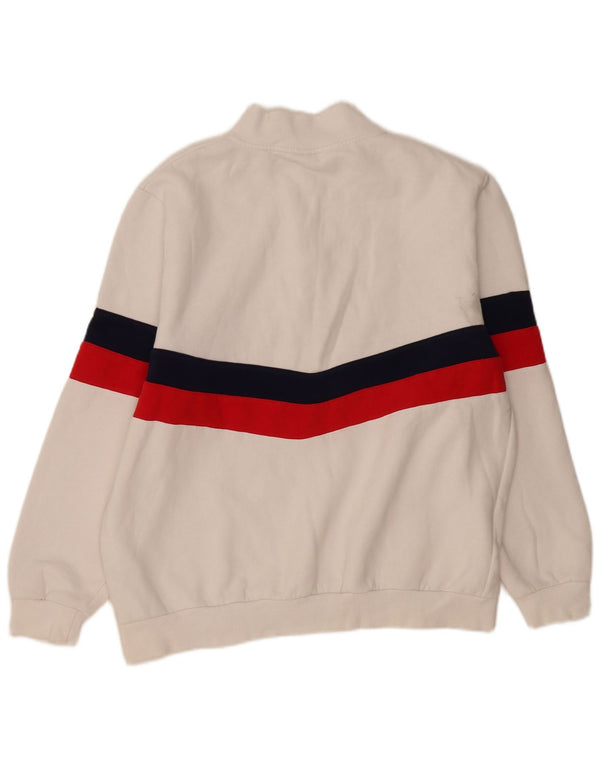 Fila Sweat-shirt graphique à col zippé pour femme UK 18 XL Blanc Colorblock