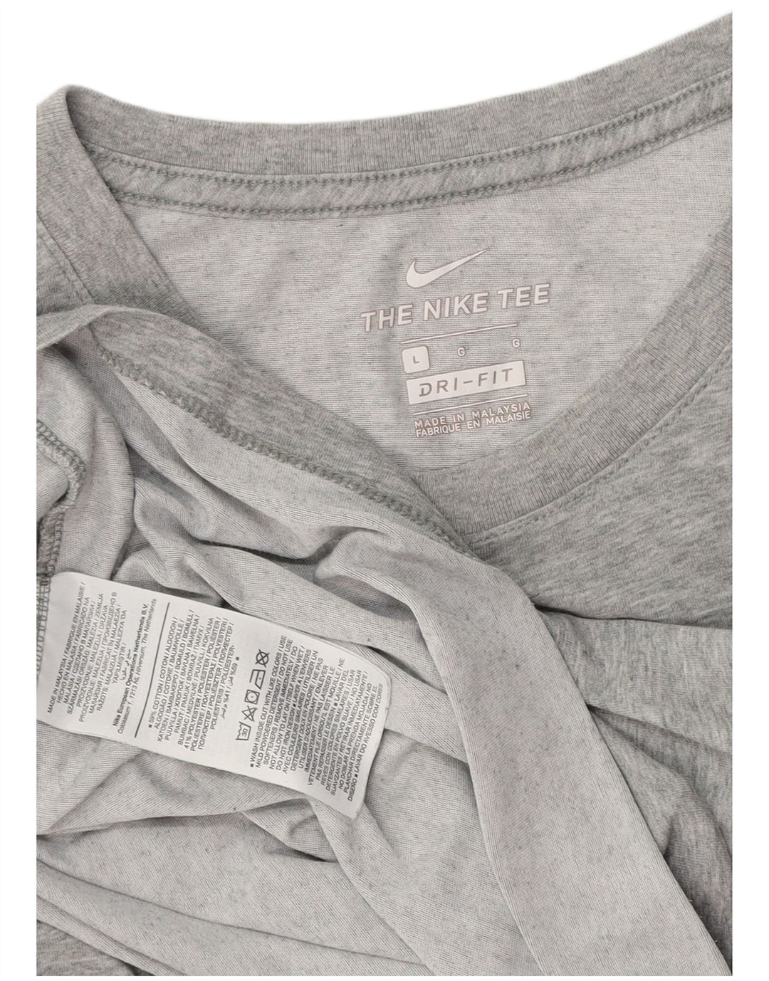 Nike Mens Dri Fit T-Shirt Top Large Grey Flecked Cotton