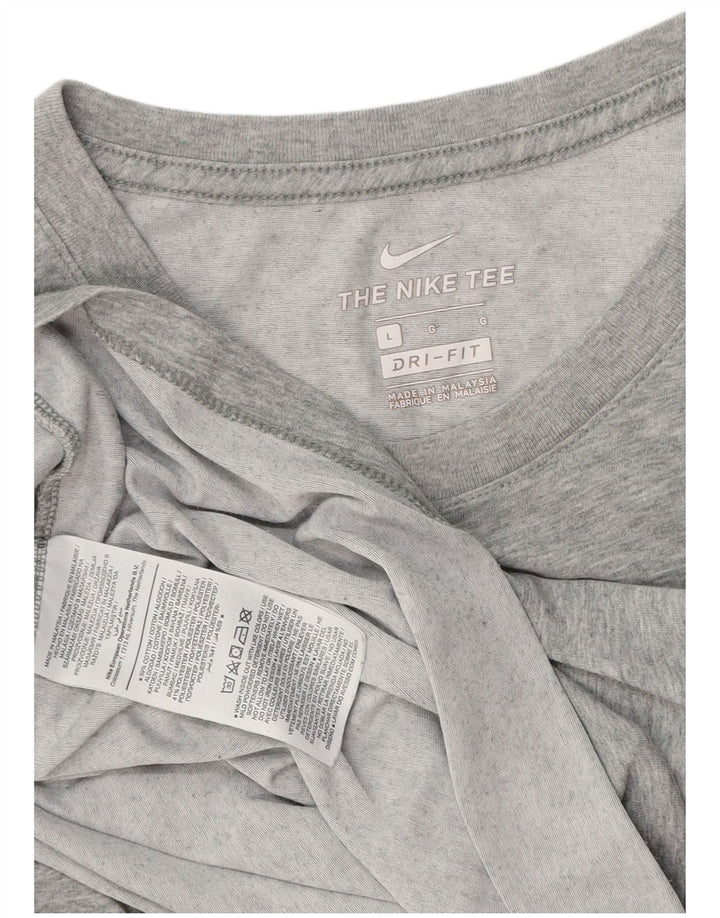Nike Mens Dri Fit T-Shirt Top Large Grey Flecked Cotton