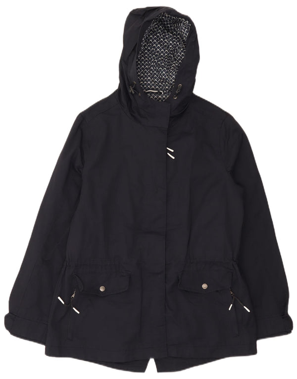 Crew Clothing Manteau imperméable surdimensionné à capuche pour femme UK 10 Small Bleu marine en coton