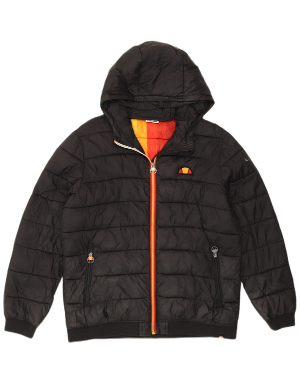 Ellesse Veste matelassée à capuche graphique pour garçon 15-16 ans Noir Polyester