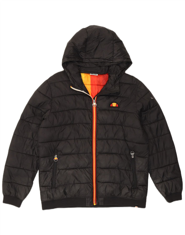 Ellesse Veste matelassée à capuche graphique pour garçon 15-16 ans Noir Polyester