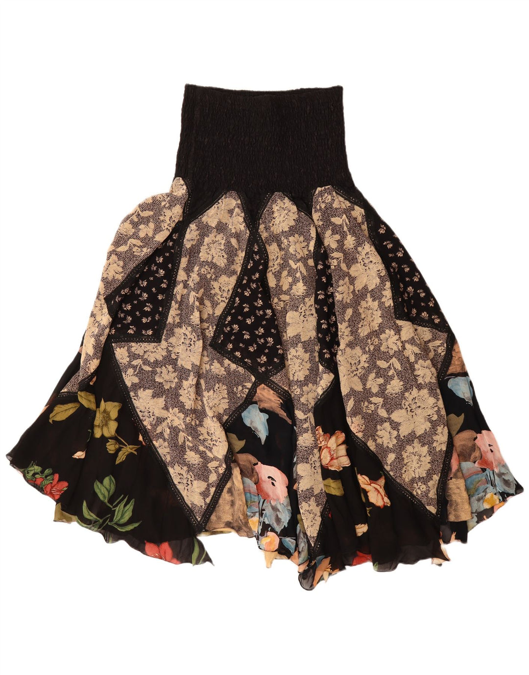 vintage Femme Asymétrique Gypsy Jupe W30 Moyen Multicolore Patchwork