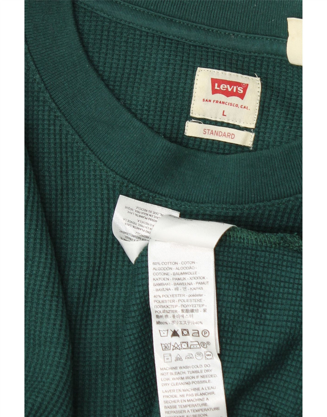 Levi's Haut Standard à Manches Longues Homme Vert Large Coton