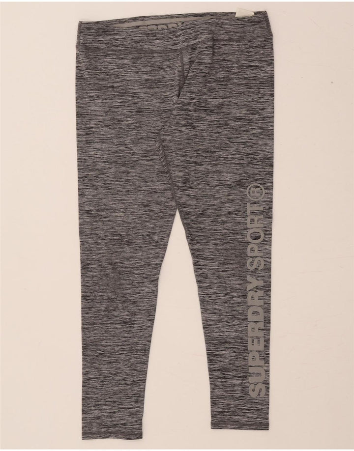 SUPERDRY Leggings Graphiques Femme UK 44 Large Gris Moucheté Polyester