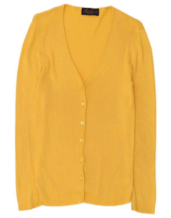 Luisa Spagnoli Pull Cardigan Femme UK 8 Petit Coton Jaune