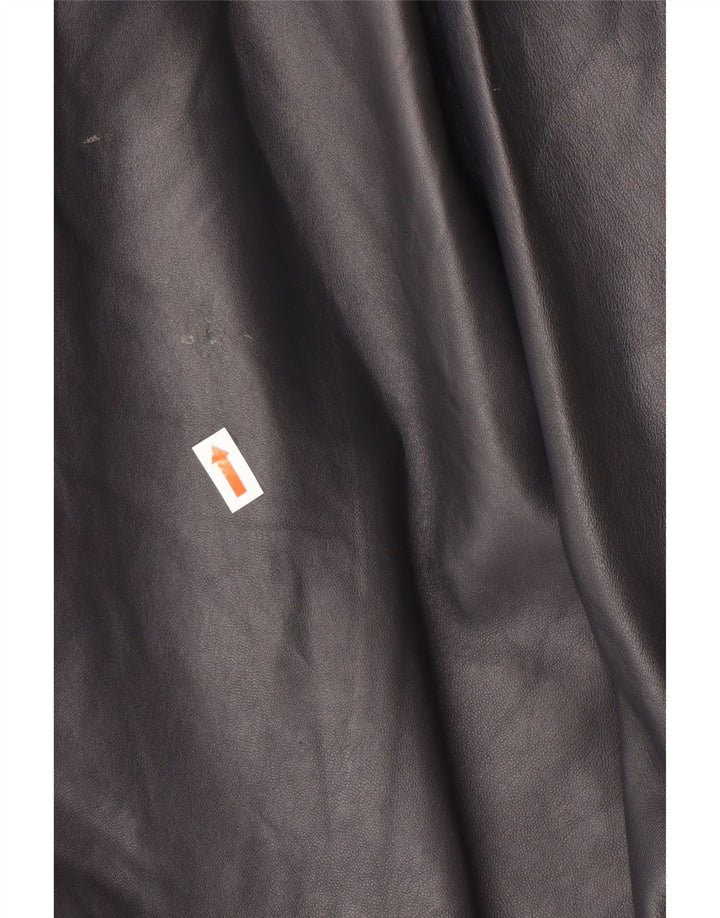 vintage Femme Manteau en cuir surdimensionné IT 44 Moyen Noir Cuir Classique