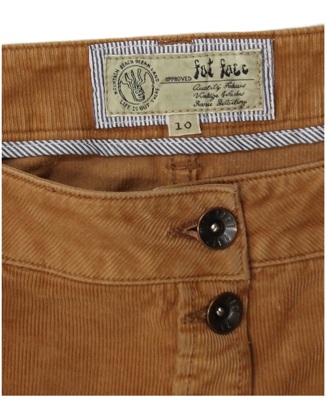 FAT FACE Jupe en velours côtelé pour femme UK 10 Small W30 Coton beige