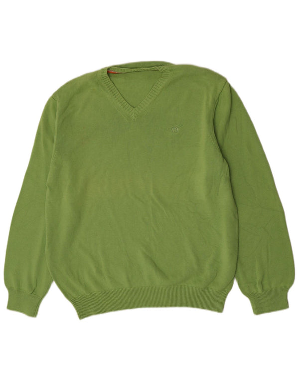Henry Cottons Pull col V pour homme en coton vert 3XL