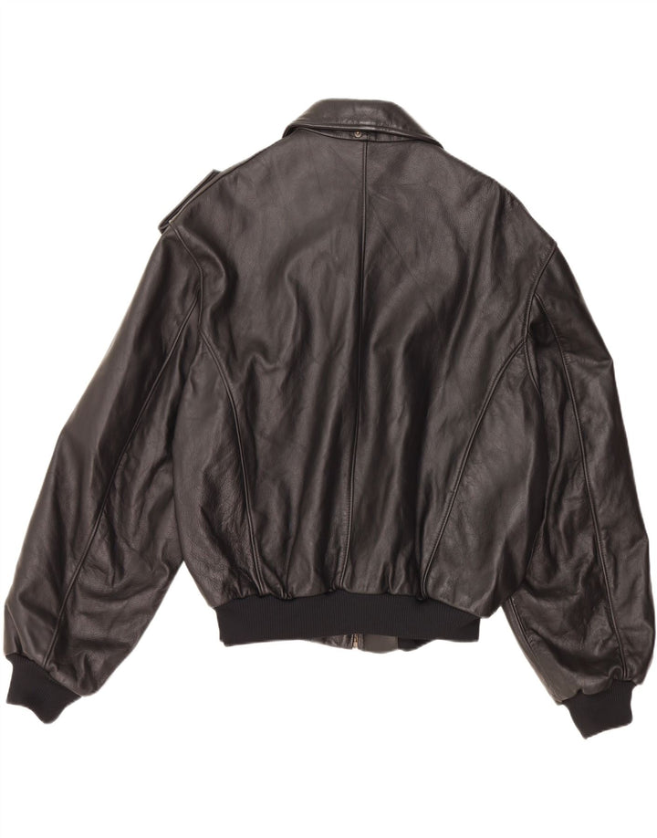 VINTAGE Veste en cuir militaire pour homme IT 52 XL Noir