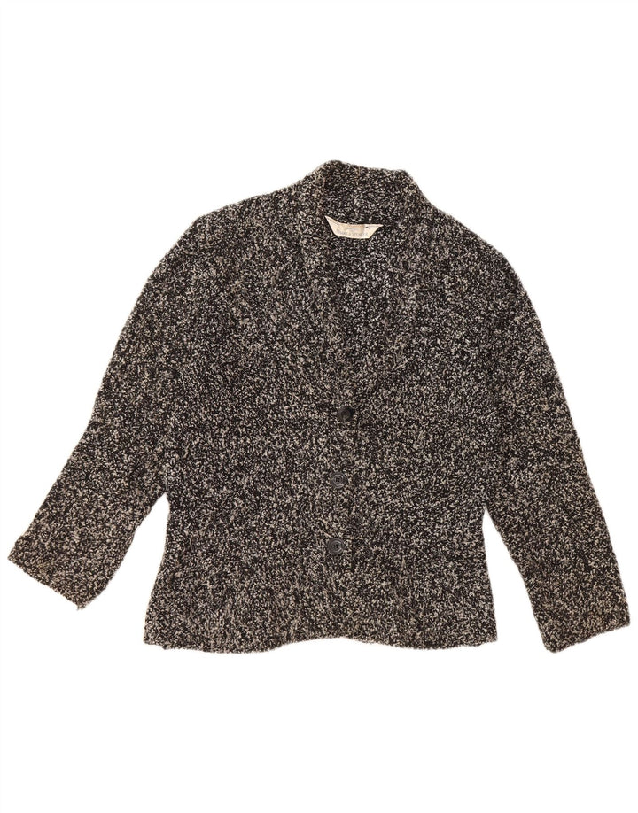 MARKS & SPENCER Pull Cardigan Femme UK 12 Acrylique Moucheté Noir Moyen