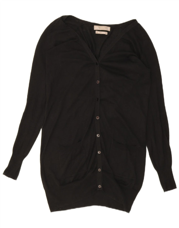 Zara Cardigan long pour femme UK 14 en soie noire moyenne