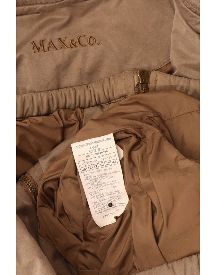 Max & Co. Manteau rembourré à capuche pour femme UK 12 Coton marron moyen