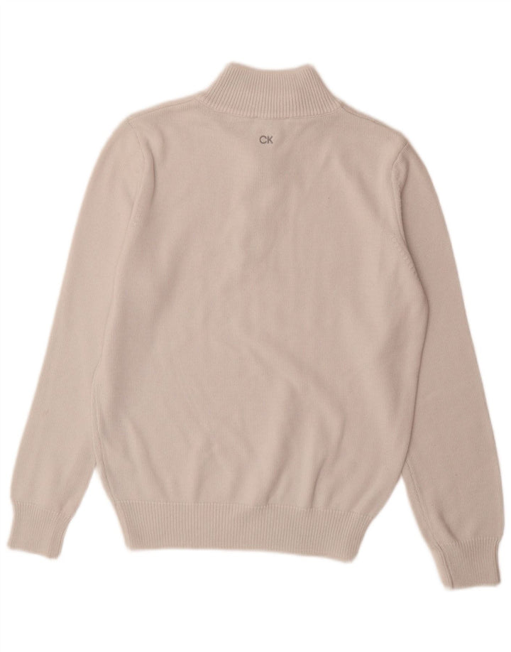 Calvin Klein Pull à col zippé pour homme Petit coton blanc