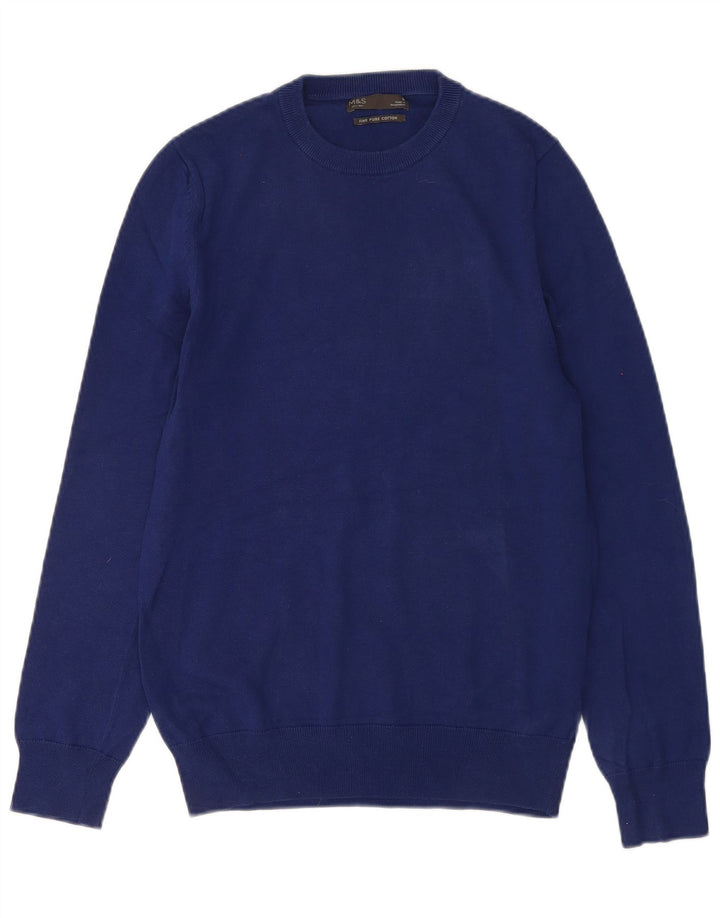 Marks & Spencer Pull à col rond pour homme en coton bleu petit