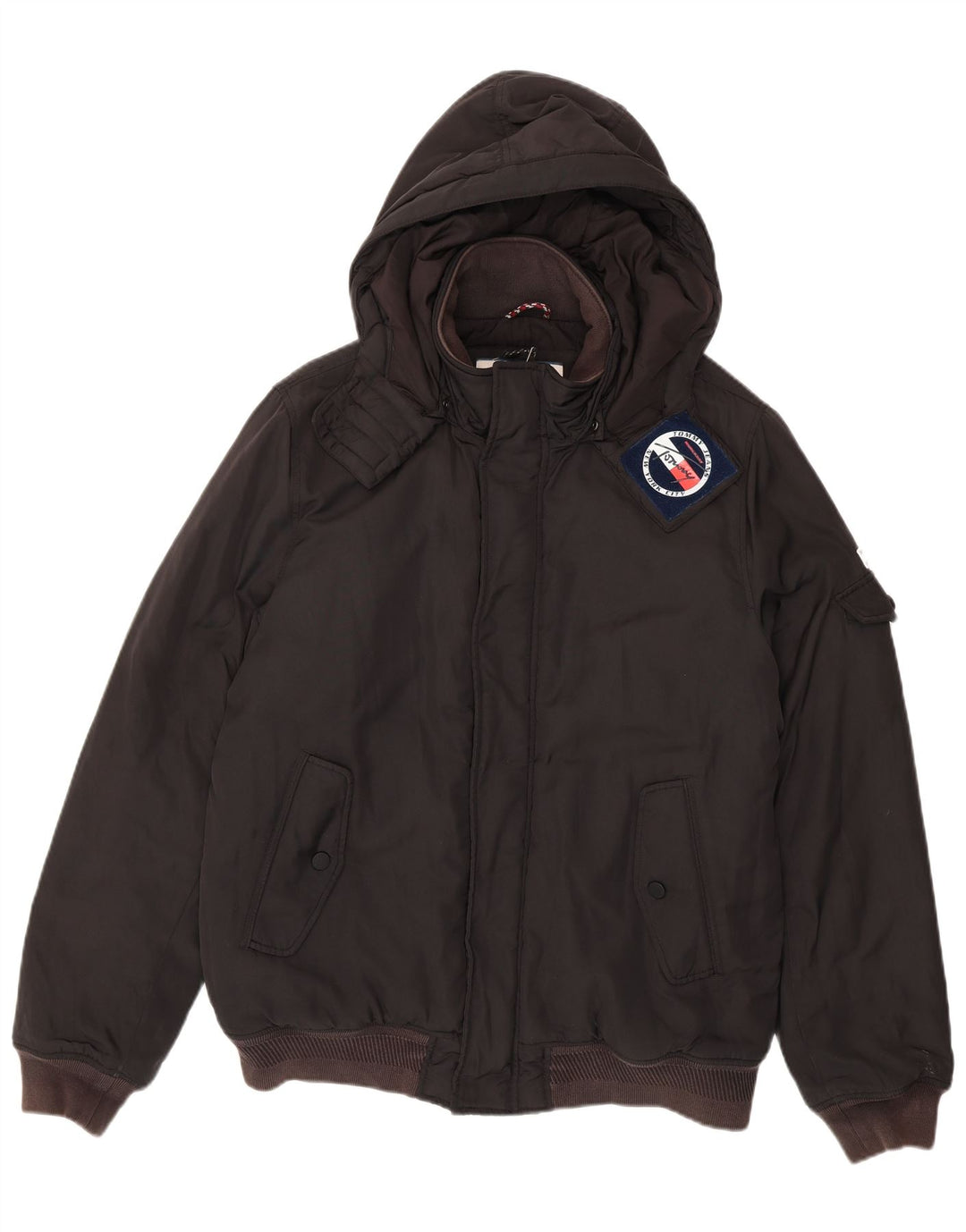 Tommy Hilfiger Veste bomber à capuche pour homme UK 42 XL Noir Polyester