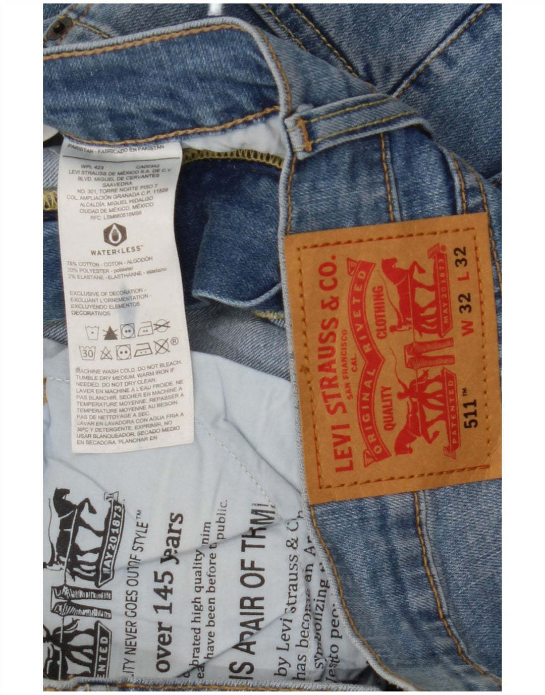Levi's Jean Slim 511 Homme Bleu W32 L32 Coton