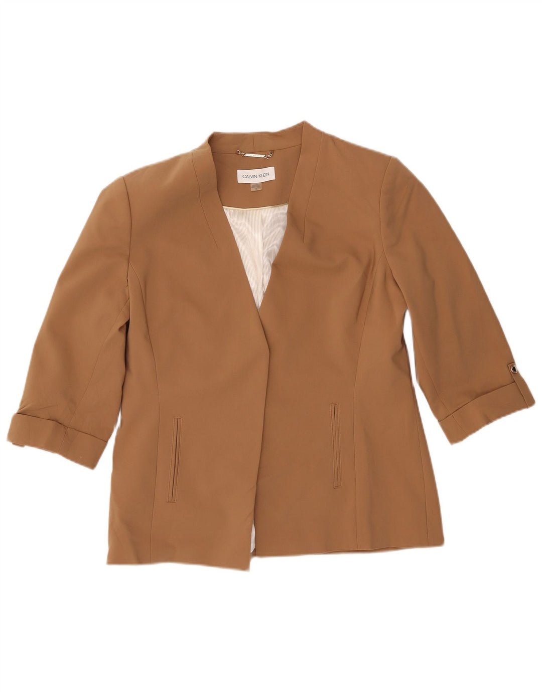 CALVIN KLEIN Veste blazer à manches 3/4 pour femme 1 bouton US 16 XL Beige