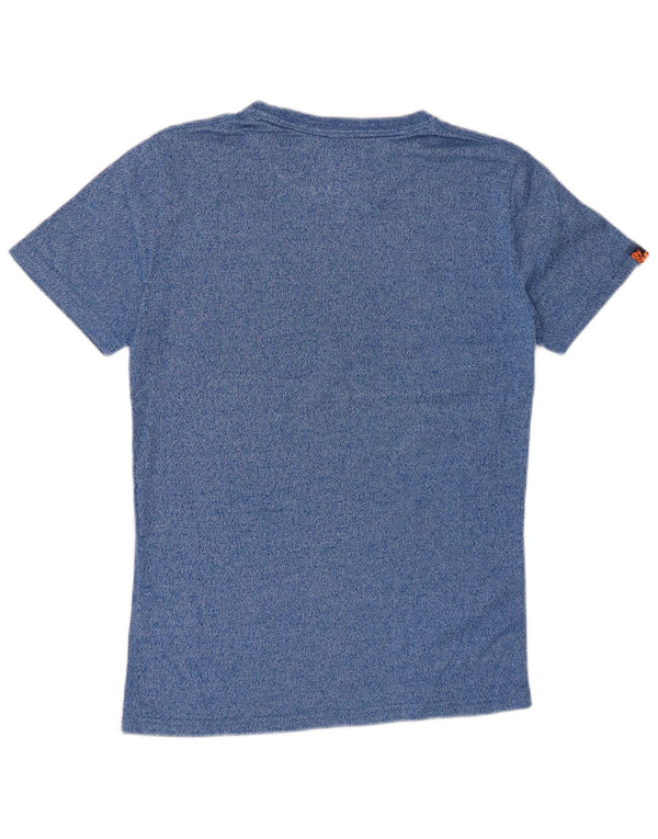 SUPERDRY Mens Graphic T-Shirt Top Small Blue Flecked Cotton