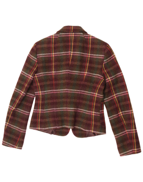 Benetton Veste Blazer 1 Bouton Femme IT 44 Carreaux Multicolores Moyens